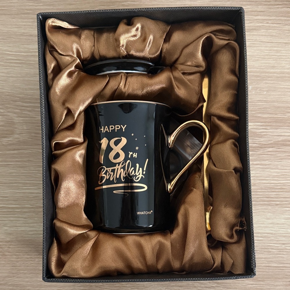Elegant Black and Gold Birthday Mug Gift Set